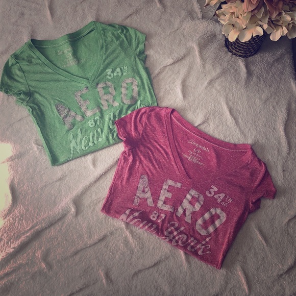 2 aero super soft v-neck tees - Picture 1 of 5